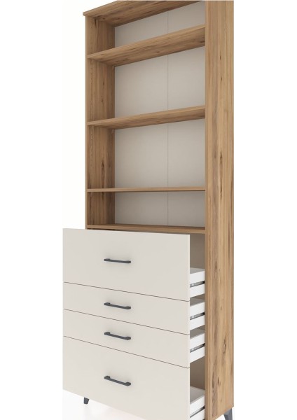 Arges Dolap 4 Raflı 4 Çekmeceli 88X30X243 Çam-Aytaşı indirimleri