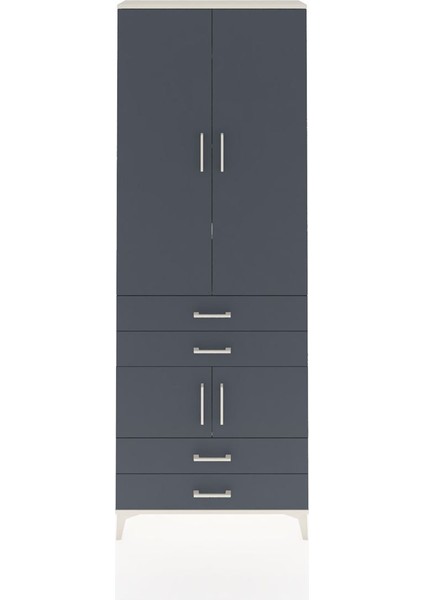 Arges Dolap 5 Raflı 4 Çekmeceli 4 Kapaklı 88X30X243 Aytaşı-Antrasit