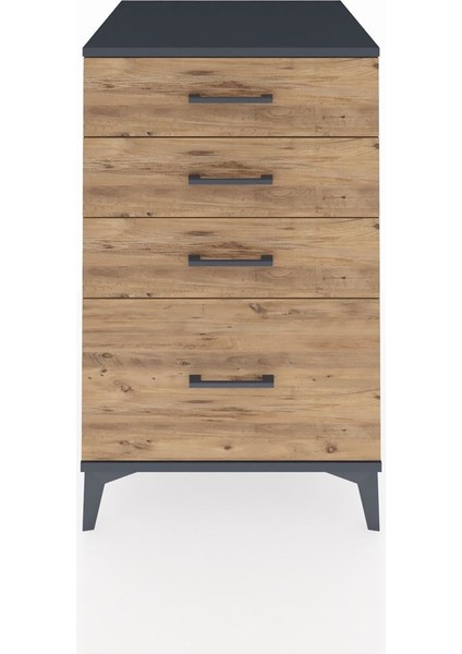 Kronos Komodin 4 Çekmeceli 60X59X96 Antrasit-Çam