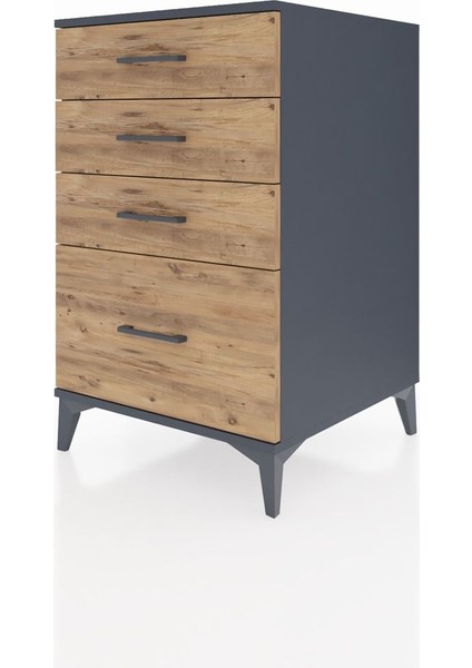Kronos Komodin 4 Çekmeceli 60X59X96 Antrasit-Çam modelleri