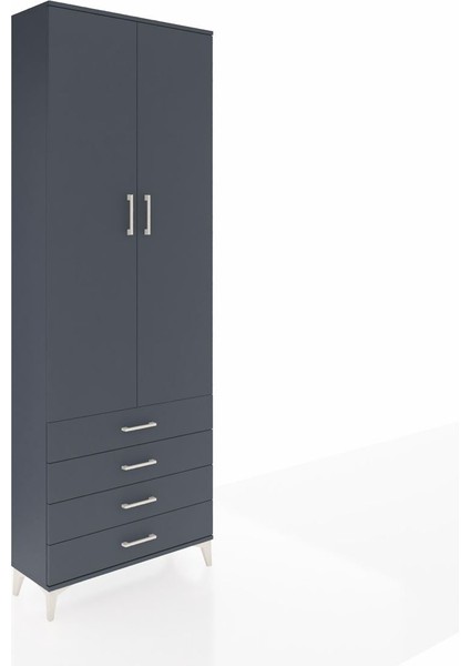 Arges Dolap 2 Raflı 4 Çekmeceli Tek Askılı 88X30X243 Antrasit-Antrasit fiyatları