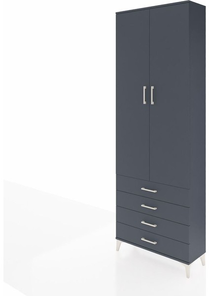 Arges Dolap 2 Raflı 4 Çekmeceli Tek Askılı 88X30X243 Antrasit-Antrasit modelleri