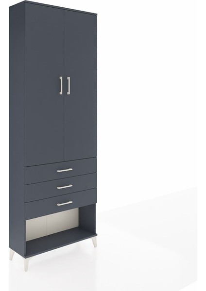 Arges Dolap 4 Raflı 3 Çekmeceli 2 Kapaklı 88X30X243 Antrasit-Antrasit fiyatları