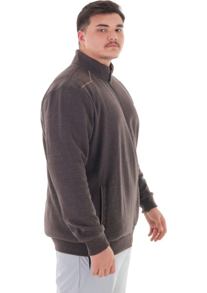 Erkek Büyük Beden 122-158 Kilo Arası Için Uygun Pamuklu Geniş Kalıp Dik Yaka Fermuarlı Sweat Mont modelleri