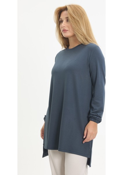 Kristal Kumaş Yırtmaçlı Basic Tunik modelleri