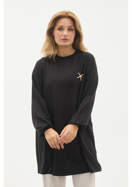 Yıldız Broşlu Krsital Kumaş Büyük Beden Tunik