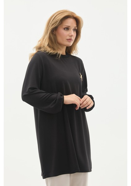 Yıldız Broşlu Krsital Kumaş Büyük Beden Tunik fiyatları