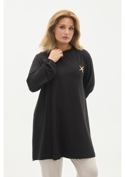 Yıldız Broşlu Krsital Kumaş Büyük Beden Tunik modelleri