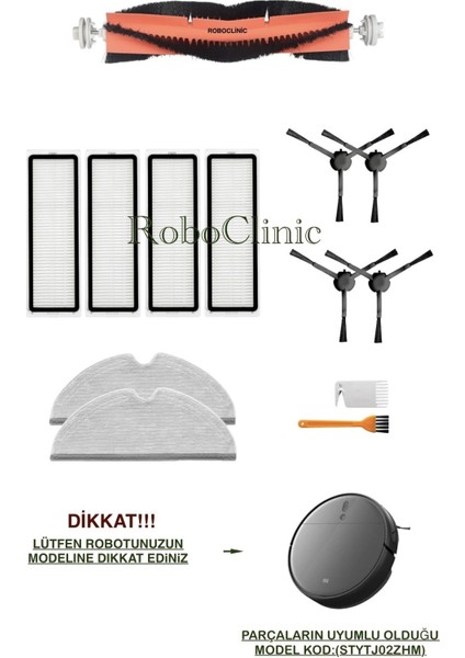 Xiaomi Mi Vacuum Mop 2 Pro+ Yedek Ana Fırça, Yan Fırça, Hepa Filtre, Mop - 13 Parça