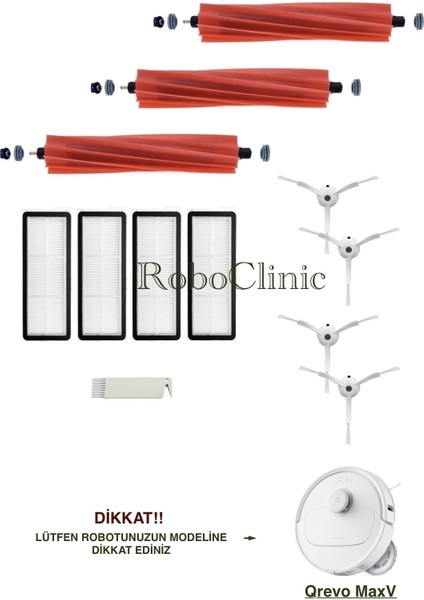 Roborock Q revo s / Q revo pro / Q revo Maxv / Robot Süpürge Uyumlu Yedek Fırça, Hepa Filtre - 12 Parça