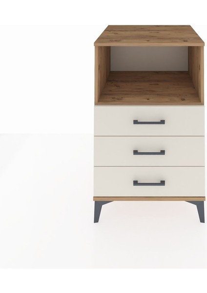 Kronos Komodin Tek Raflı 3 Çekmeceli 60X59X96 Çam-Aytaşı
