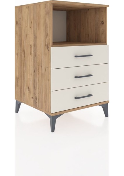 Kronos Komodin Tek Raflı 3 Çekmeceli 60X59X96 Çam-Aytaşı fiyatları