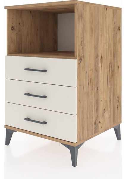 Kronos Komodin Tek Raflı 3 Çekmeceli 60X59X96 Çam-Aytaşı modelleri