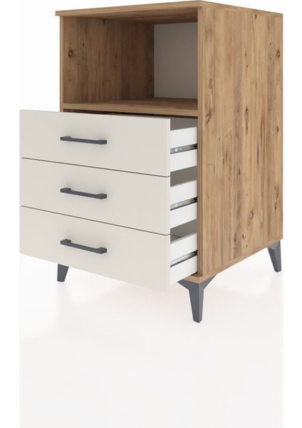Kronos Komodin Tek Raflı 3 Çekmeceli 60X59X96 Çam-Aytaşı fırsatları