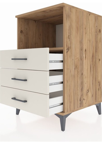 Kronos Komodin Tek Raflı 3 Çekmeceli 60X59X96 Çam-Aytaşı indirimleri