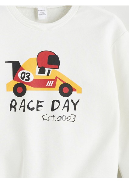 Yeni Sezon Bisiklet Yaka Baskılı Erkek Çocuk Sweatshirt modelleri