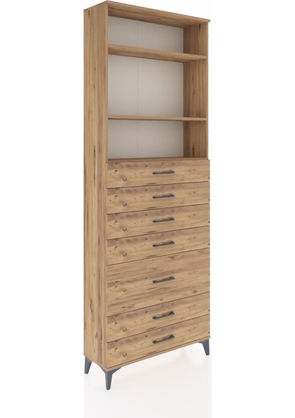 Arges Dolap 3 Raflı 7 Çekmeceli 88X30X243 Çam-Çam fiyatları