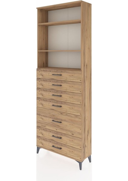 Arges Dolap 3 Raflı 7 Çekmeceli 88X30X243 Çam-Çam modelleri