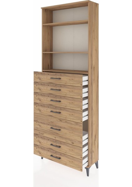 Arges Dolap 3 Raflı 7 Çekmeceli 88X30X243 Çam-Çam fırsatları