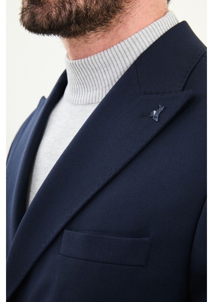 Düz Slim Fit Geniş Yaka Kruvaze Metal Düğmeli Erkek Ceket fiyatları