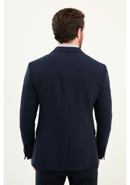 Düz Slim Fit Geniş Yaka Kruvaze Metal Düğmeli Erkek Ceket indirimleri