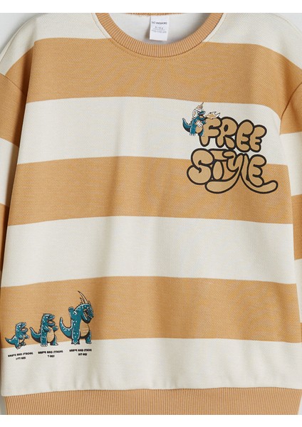 Yeni Sezon Bisiklet Yaka Baskılı Erkek Çocuk Sweatshirt modelleri