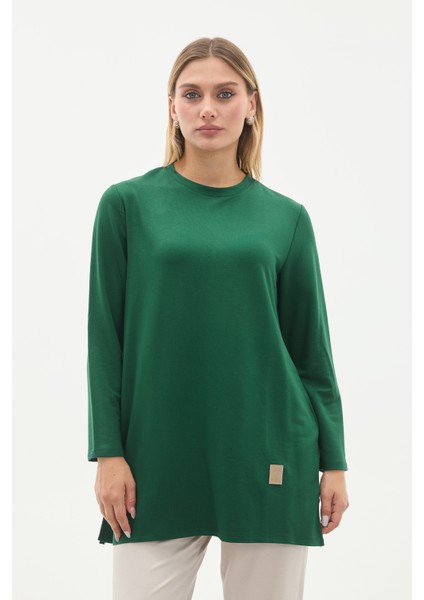 Kristal Bisiklet Yaka Armalı Uzun Tunik