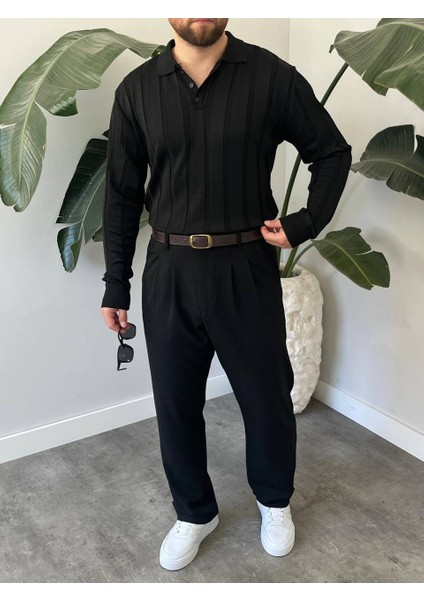 Bayaygun 6560 Fitilli Düğmeli Yaka Kazak_siyah fiyatları