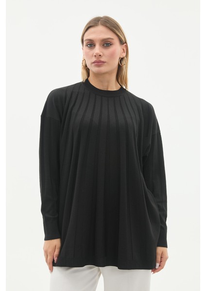 Fitilli Detaylı Basic Triko Tunik