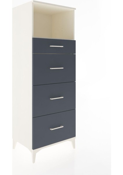 Hyperion Dolap Tek Raflı 4 Çekmeceli 60X44X163 Aytaşı-Antrasit fiyatları
