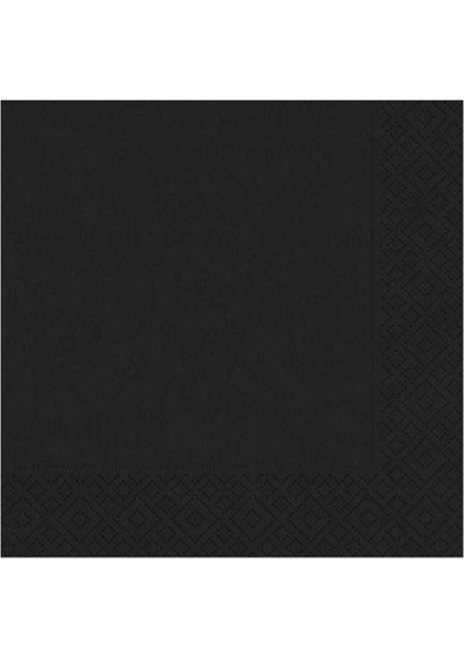 Düz Siyah Renkli Peçete Sunumluk Dekoratif Estetik 20 Adet Doğum Günü Parti Konsepti 16X16 cm