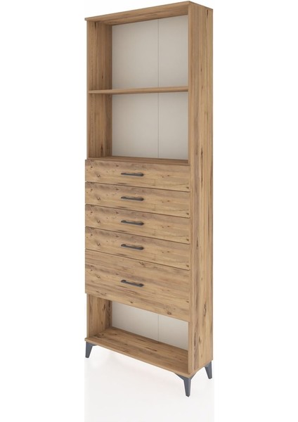 Arges Dolap 2 Raflı 5 Çekmeceli 88X30X243 Çam-Çam modelleri