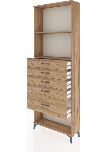 Arges Dolap 2 Raflı 5 Çekmeceli 88X30X243 Çam-Çam fırsatları