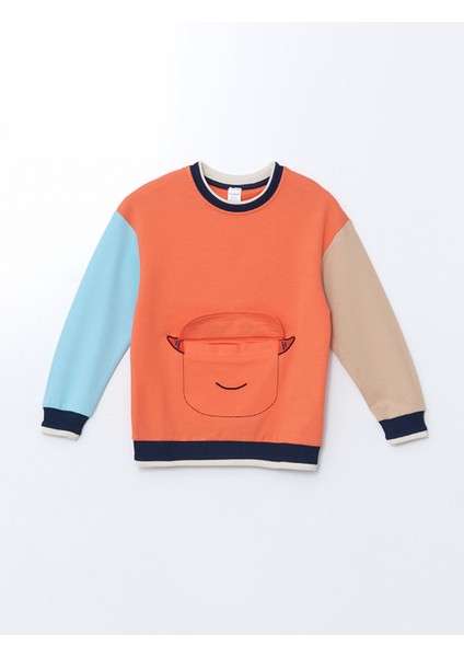Yeni Sezon Bisiklet Yaka Baskılı Erkek Çocuk Sweatshirt modelleri