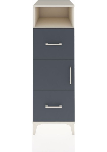 Kronos Dolap 2 Raflı 2 Çekmeceli Tek Kapaklı 44X59X134 Aytaşı-Antrasit