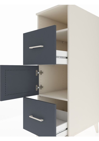 Kronos Dolap 2 Raflı 2 Çekmeceli Tek Kapaklı 44X59X134 Aytaşı-Antrasit indirimleri