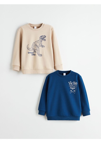 Yeni Sezon Baskılı Erkek Çocuk Sweatshirt 2'li