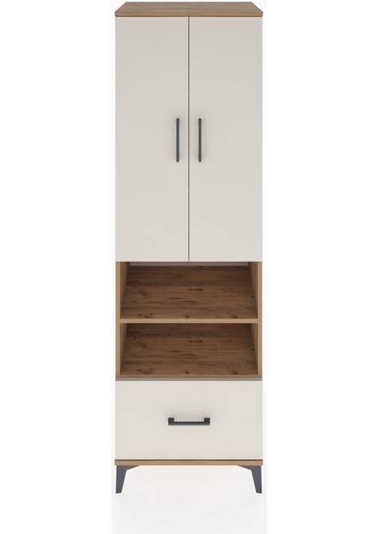 Hyperion Dolap 5 Raflı Tek Çekmeceli 2 Kapaklı 60X44X195 Çam-Aytaşı