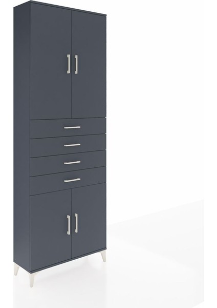 Arges Dolap 3 Raflı 4 Çekmeceli 4 Kapaklı 88X30X243 Antrasit-Antrasit fiyatları