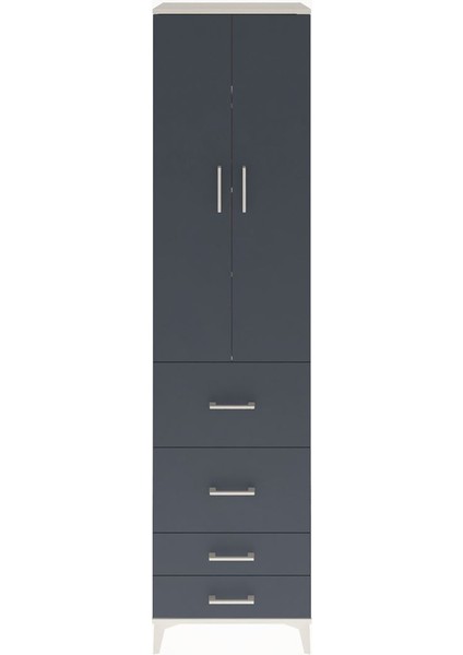 Hyperion Dolap 4 Raflı 4 Çekmeceli 2 Kapaklı 60X44X243 Aytaşı-Antrasit