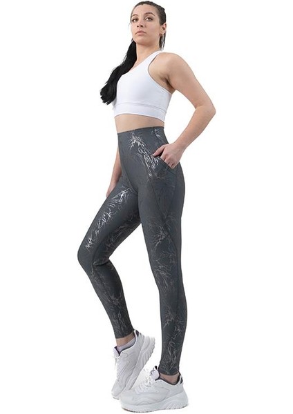 Glitter Yüksek Bel Cepli Spor Tayt