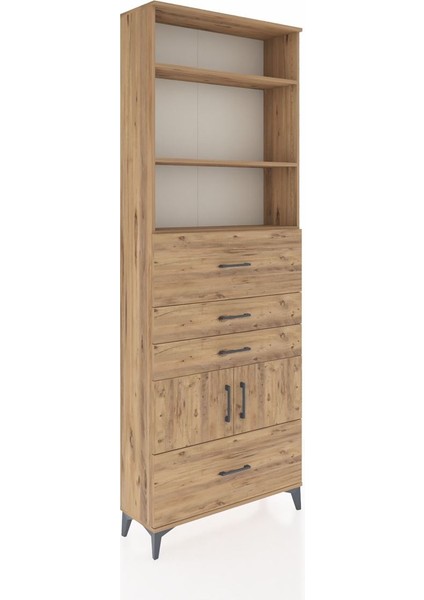 Arges Dolap 4 Raflı 4 Çekmeceli 2 Kapaklı 88X30X243 Çam-Çam fiyatları