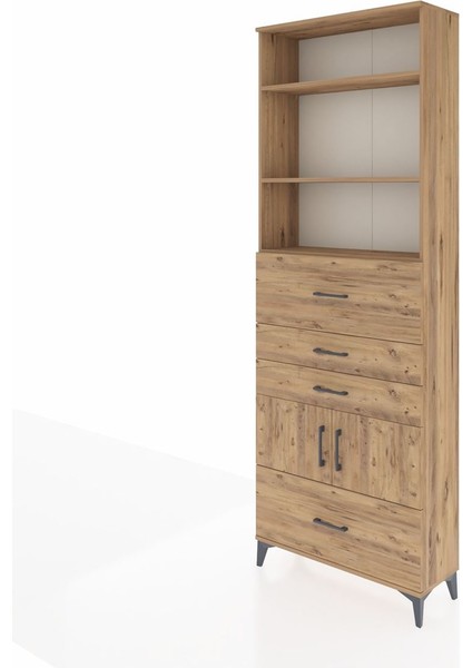 Arges Dolap 4 Raflı 4 Çekmeceli 2 Kapaklı 88X30X243 Çam-Çam modelleri