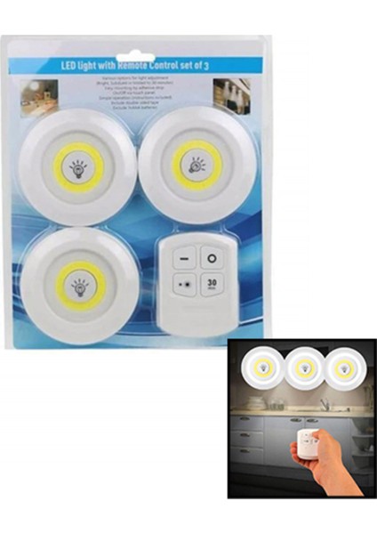 3 Parça Renkli Dokunmatik Kumandalı Yuvarlak Lamba Seti