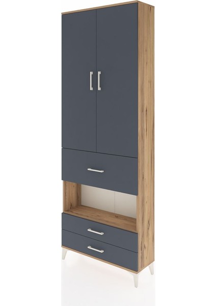 Arges Dolap 5 Raflı 3 Çekmeceli 2 Kapaklı 88X30X243 Çam-Antrasit modelleri