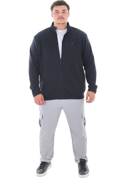 Erkek Büyük Beden 122-158 Kilo Arası Için Uygun Pamuklu Geniş Kalıp Dik Yaka Fermuarlı Sweat Mont modelleri