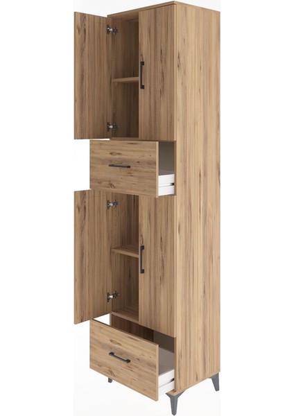 Hyperion Dolap 4 Raflı 2 Çekmeceli 4 Kapaklı 60X44X243 Çam-Çam fırsatları