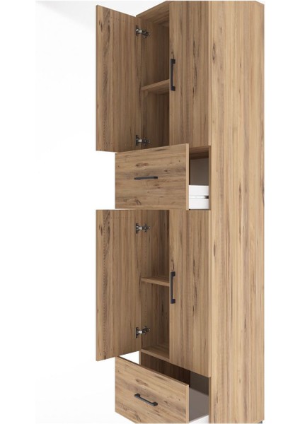 Hyperion Dolap 4 Raflı 2 Çekmeceli 4 Kapaklı 60X44X243 Çam-Çam indirimleri