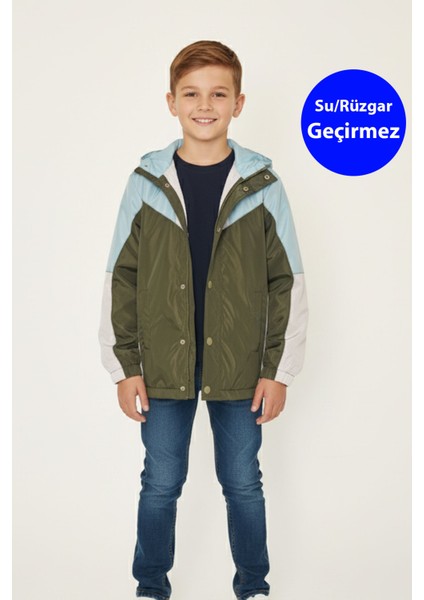 Erkek Çocuk Garnili Su/rüzgar Geçirmez Nakışlı Premium Yağmurluk - 2112