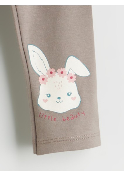 Yeni Sezon Beli Lastikli Baskılı Kız Bebek Tayt 2'li modelleri